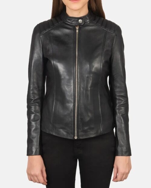 Strive Black Leather Biker Jacket
