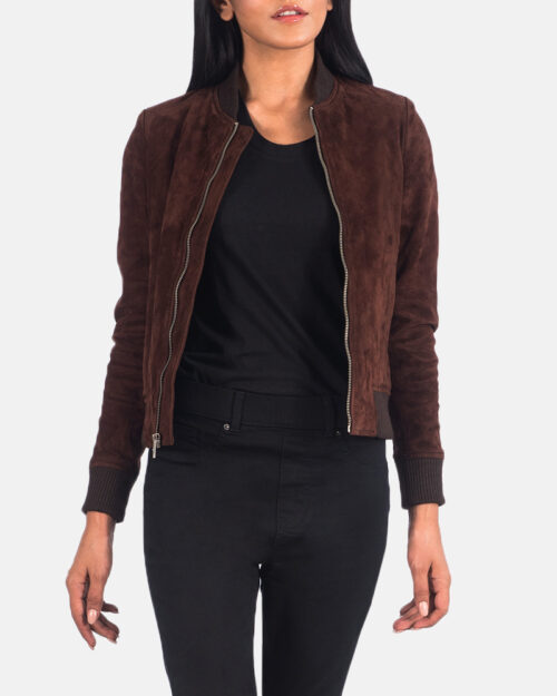 Blissair Brown Suede Bomber Jacket