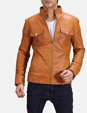Aurora Tan Leather Biker Jacket