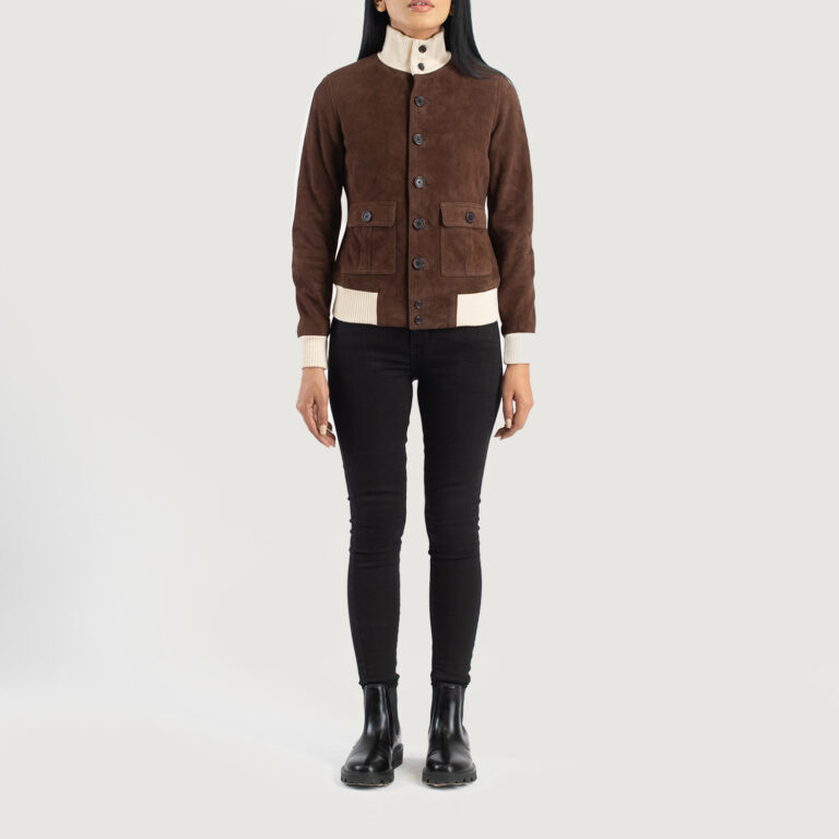 Women's+Sasha+A1+Mocha+Suede+Bomber+Jacket+Full+Length-2-1691775241969