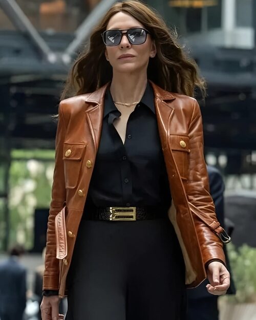 Black Bag 2025 Cate Blanchett Brown Leather Jacket