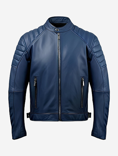 Motorcycle Men’s Blue Leather Jacket