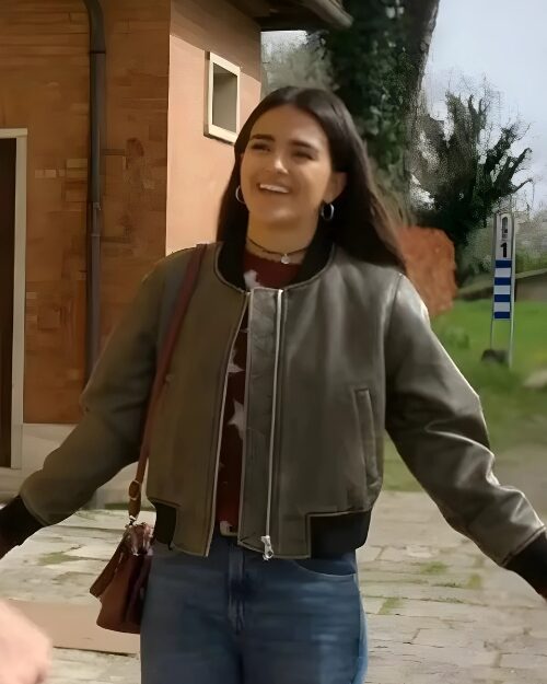 La Dolce Villa Olivia Leather Bomber Jacket