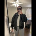 Men’s MA-1 Oversized Leather Black Bomber Jacket With Hood