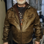 Dark Brown Hooded Leather Jacket For Men