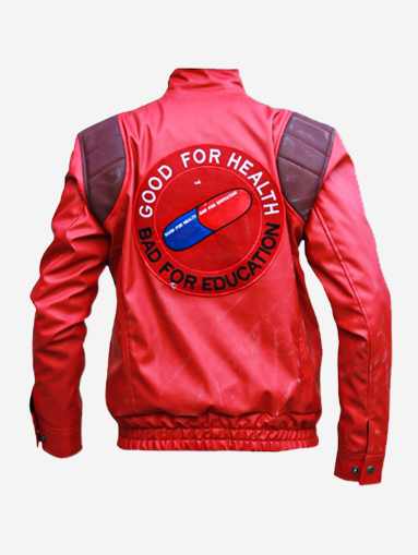 Red Akira Shotaro Kaneda Capsule Logo Pill Biker Bomber Faux Leather Jacket