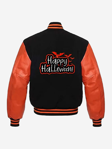 Printed Happy Halloween Leather Jacket