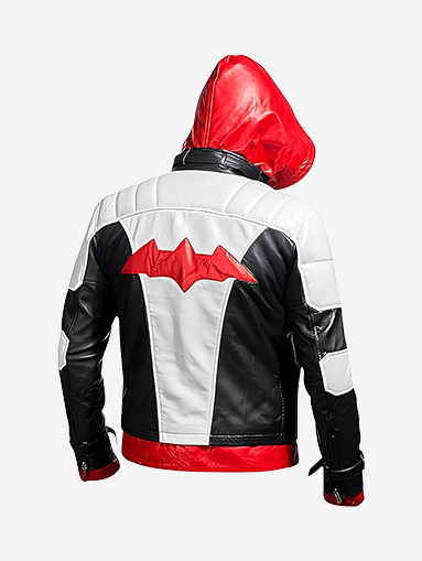 Red Hood Arkham Knight Bat Logo Real Leather Jacket