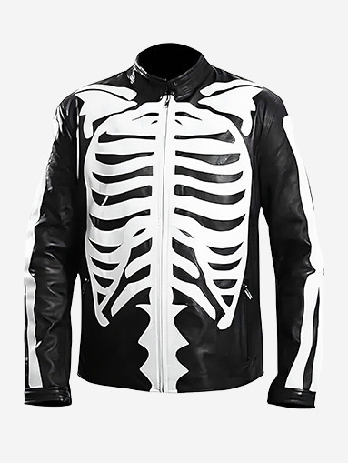 Halloween Special Skeleton Bones Faux Leather Jacket