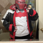 Red Hood Arkham Knight Bat Logo Real Leather Jacket