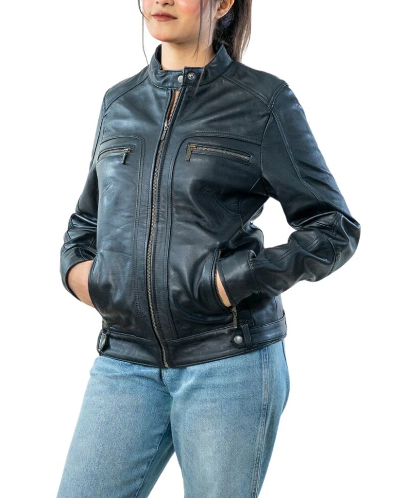 AllureHand-PaintedBlackLeatherBikerJacketFrontside2
