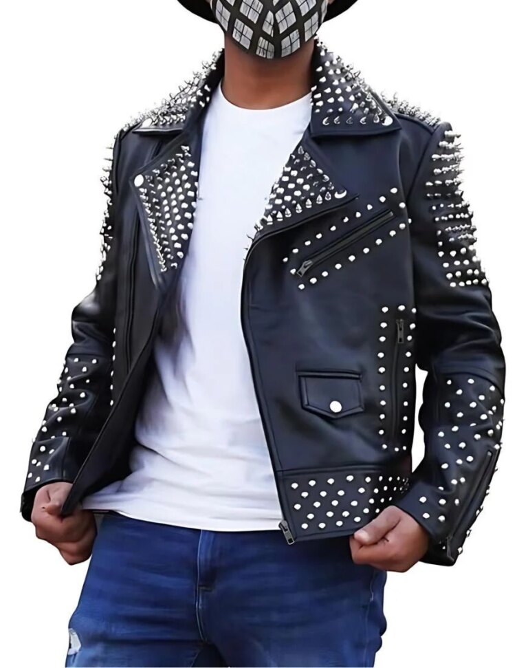 Men_sBravadoBlackStuddedBikerLeatherJacketfront1