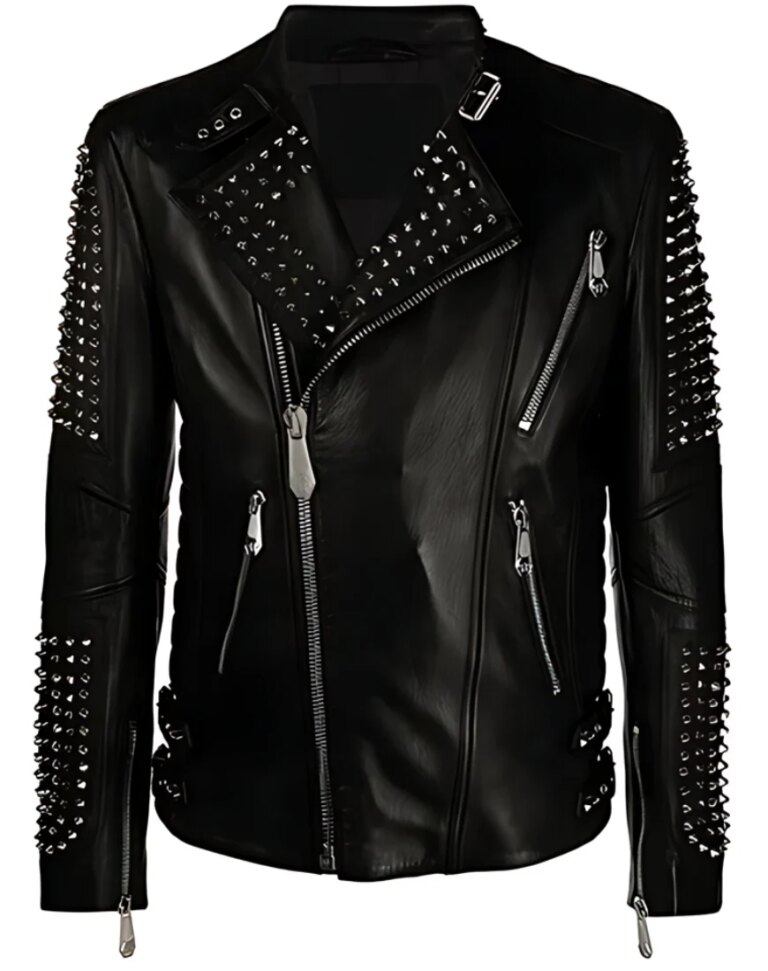 Men_sLeoneBlackStuddedBikerLeatherJacketfront2