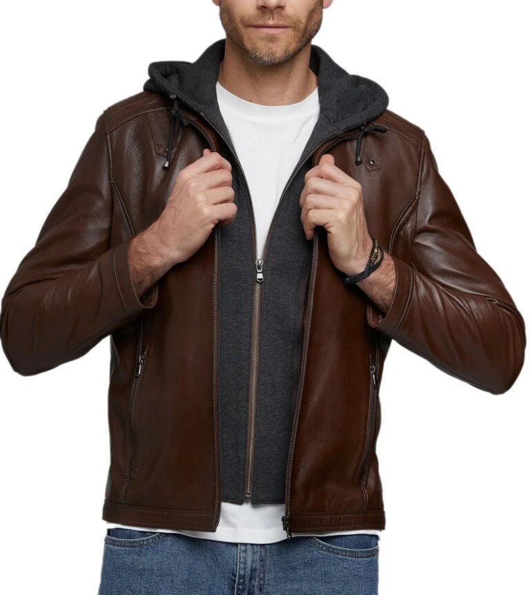 Volt-Brown-Detachable-Hooded-Leather-Jacket-4