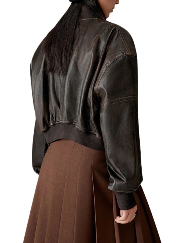 Women_sCharmeVintageBrownBomberLeatherJacketback