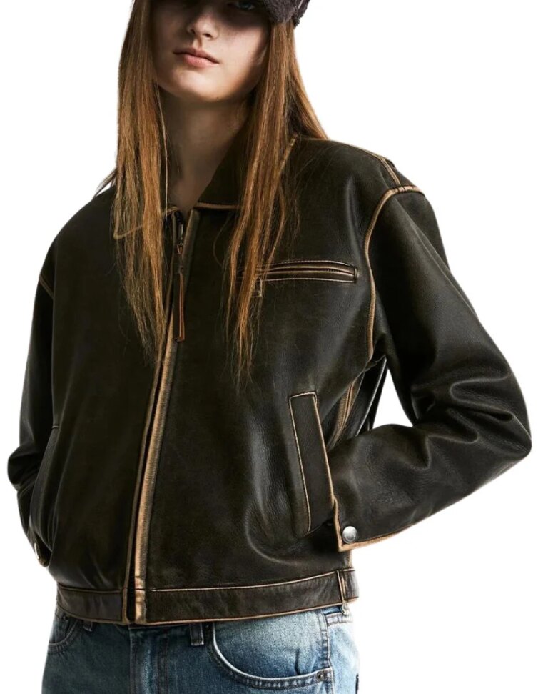 Women_sValorVintageBrownBikerLeatherJacketfront1
